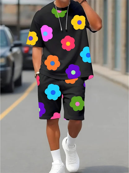 Hawaiian Print T-Shirt Shorts Set