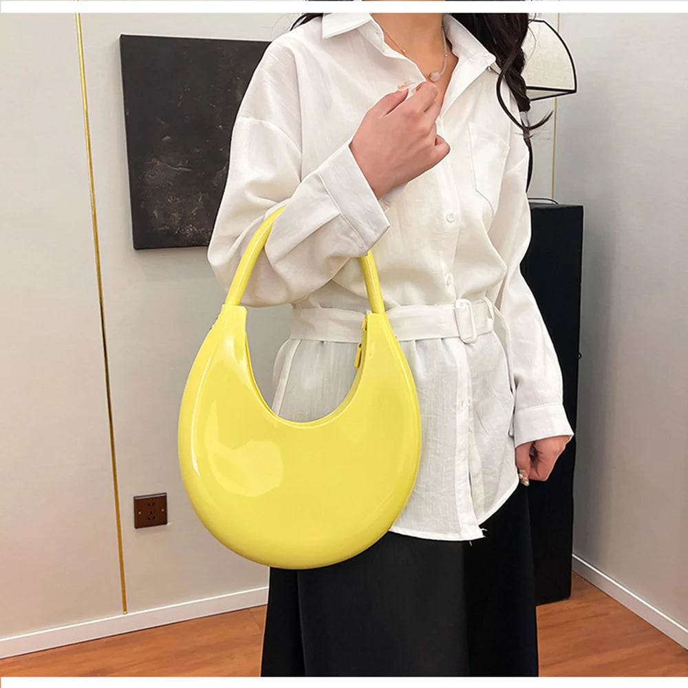 Solid Round Underarm Bag