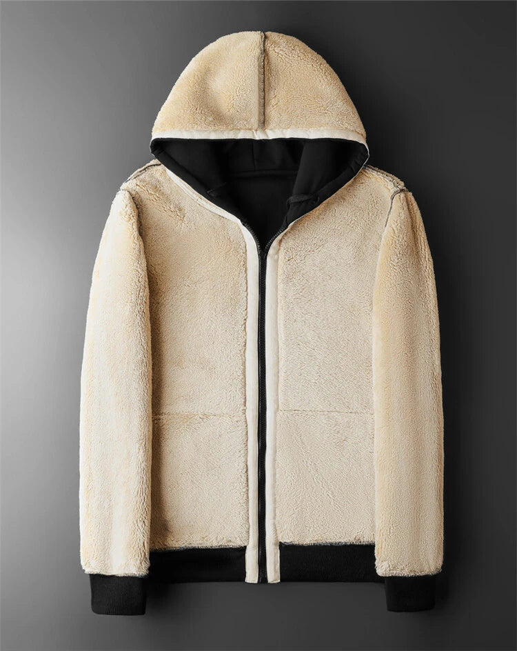 Unisex Winter Lambswool Hooded Jacket