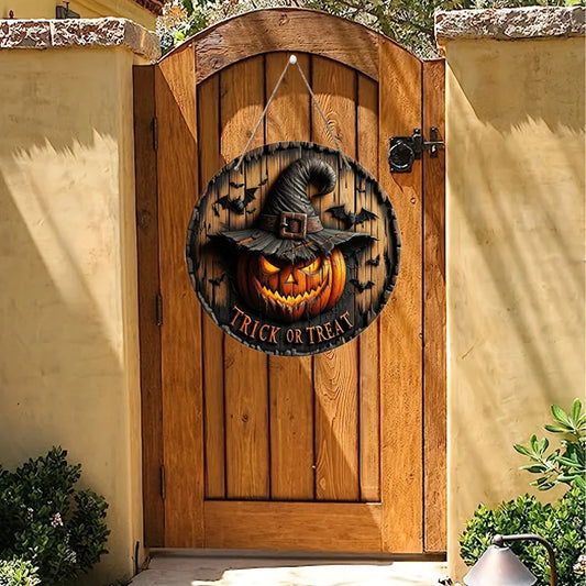 Round Wood Halloween Sign