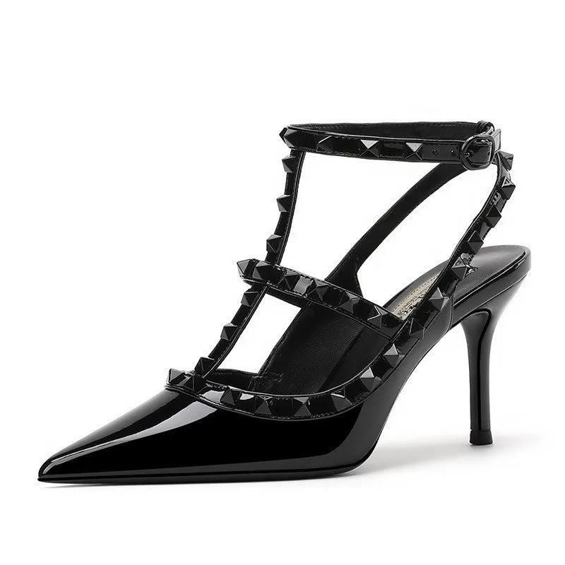 Rivet-Accent Pointed High Heels