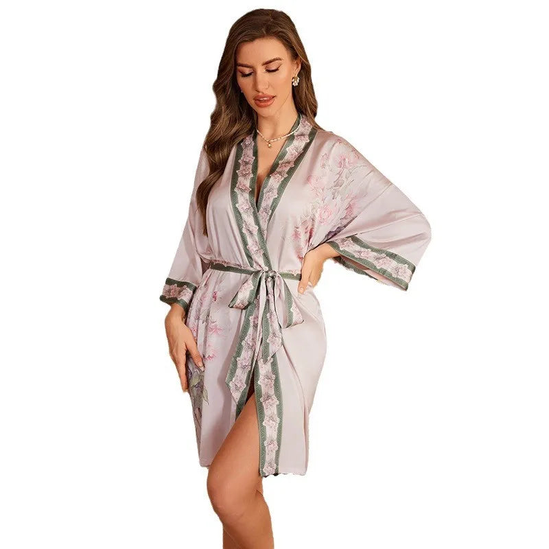 Printed Satin Lounge Robe