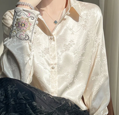 Elegant Satin Cinched Blouse