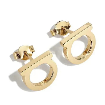 D-Shaped Stud Earrings
