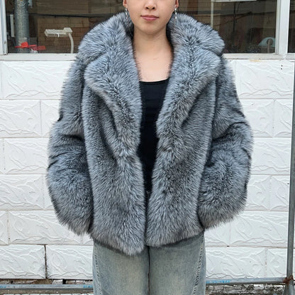 Silver Fox Faux Fur Coat