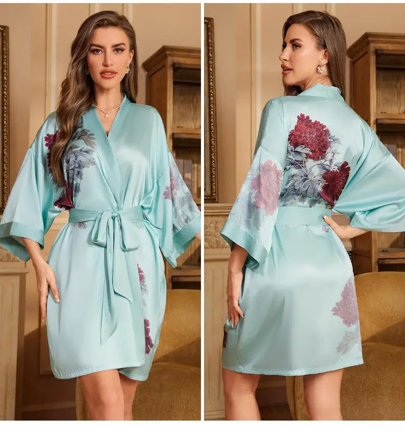 Printed Satin Lounge Robe