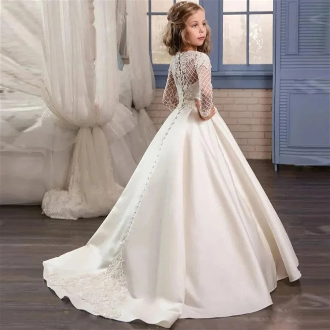 White Lace Flower Girl Dress