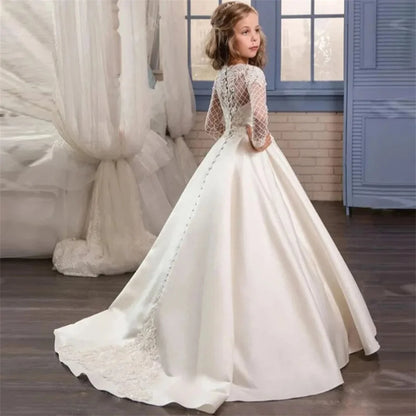White Lace Flower Girl Dress
