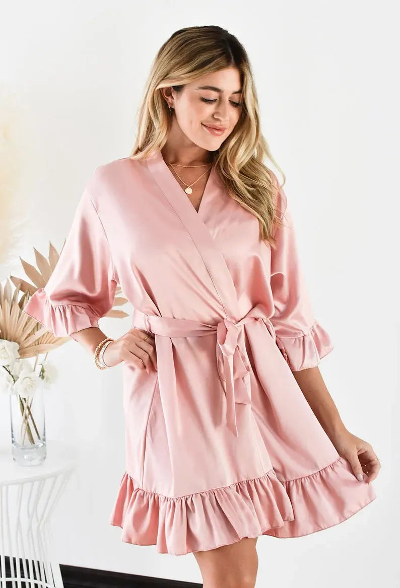 Elegant Satin Knee Robe