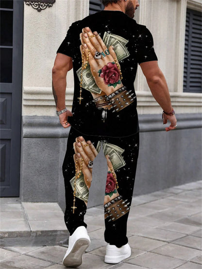 Summer Short Sleeve Trousers Suit