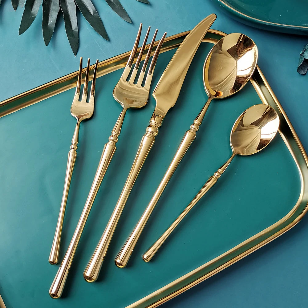 Metal Gold Cutlery Set Tableware