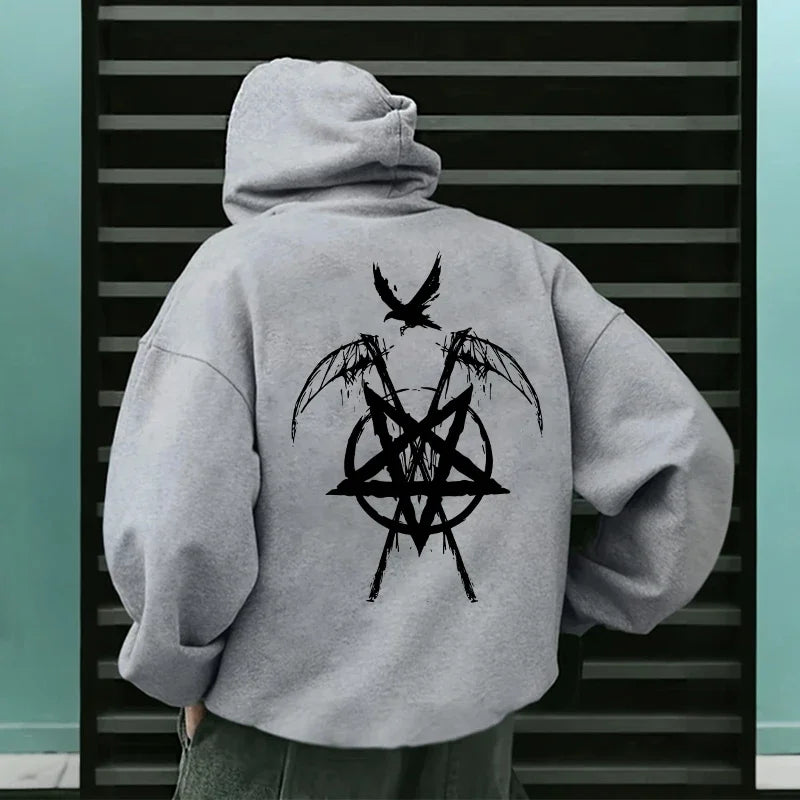 Pentagram Print Hooded Sweatshirt