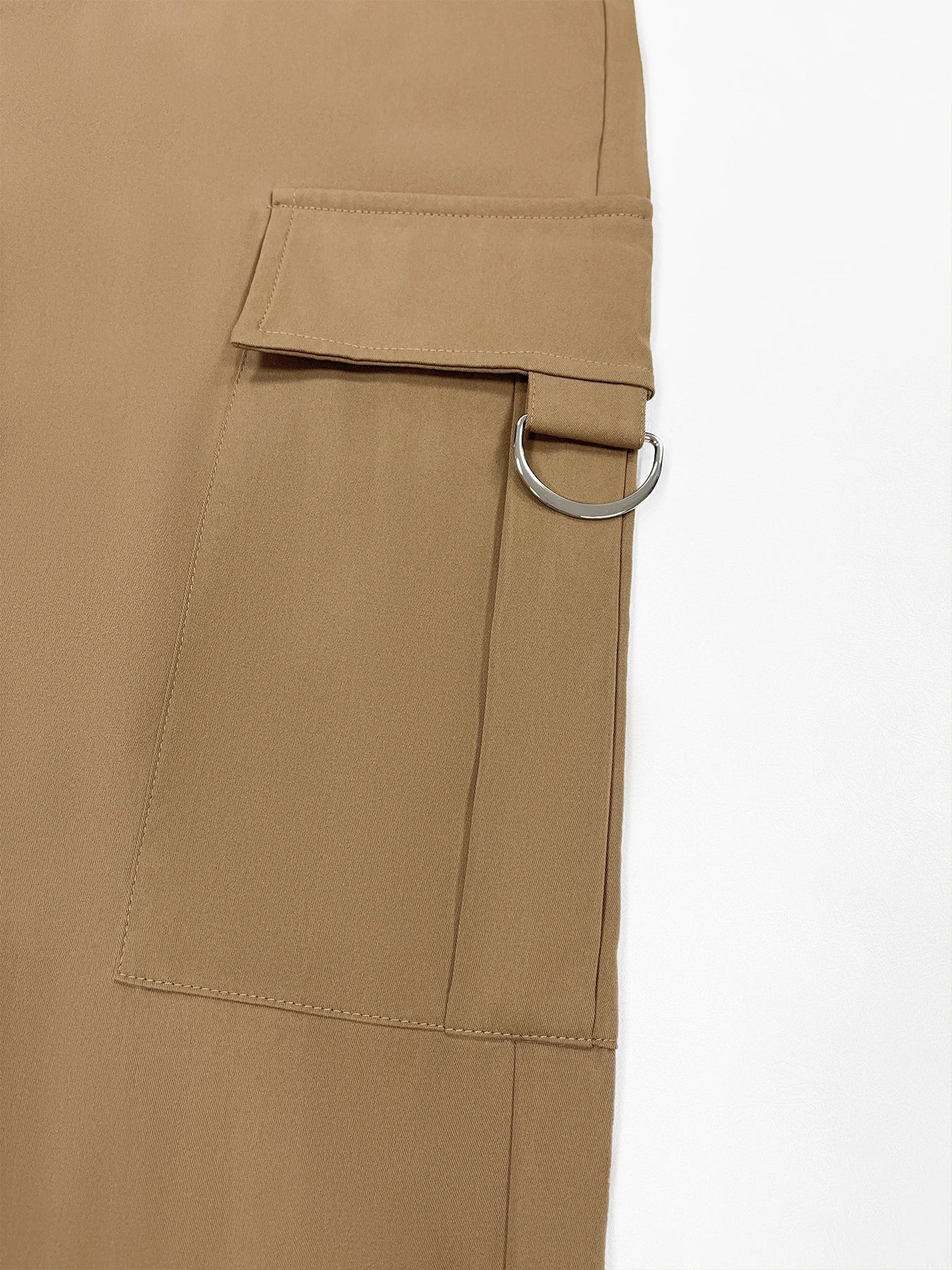 Plain High-Waist Cargo Pants