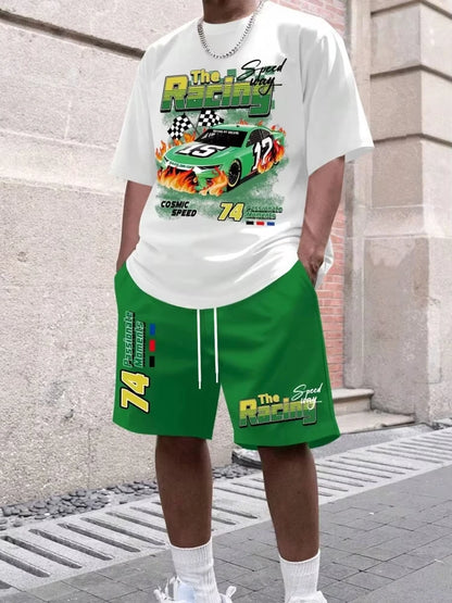 Cartoon Bear 3D Print T-Shirt Set
