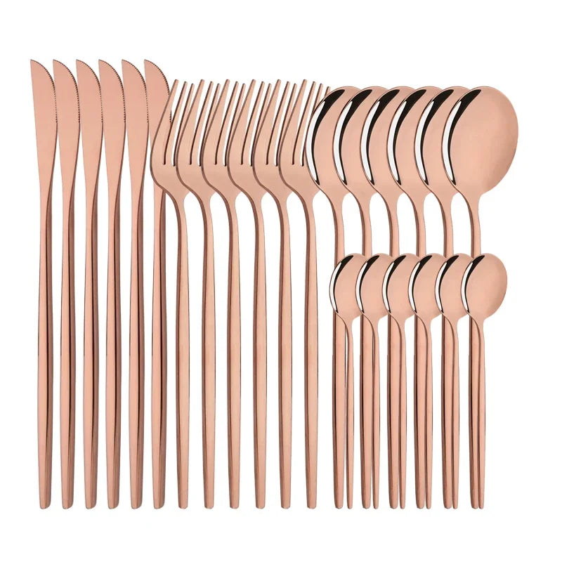 Metal Dinnerware Set Rose Gold