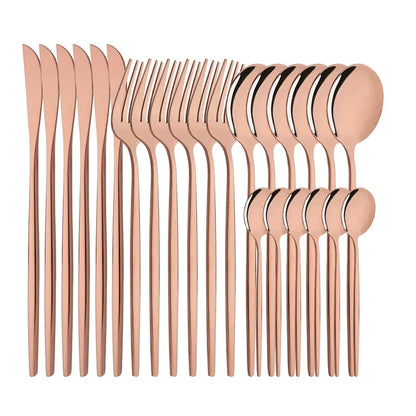 Metal Dinnerware Set Rose Gold