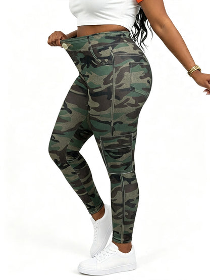 Plus Size Camo Cargo Leggings