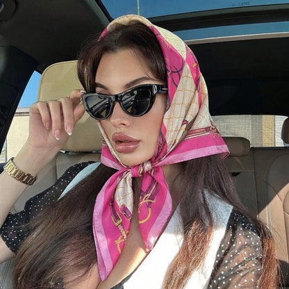 Chain Print Square Silk Scarf