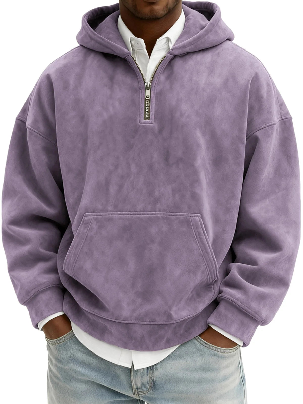 Suede Half-Zip Hoodie