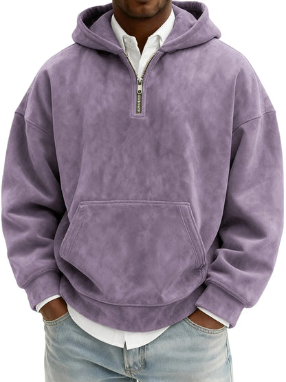 Suede Half-Zip Hoodie