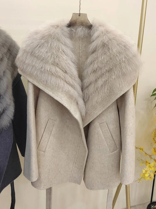 Fox Fur Wool Coat