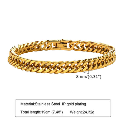 Double Curb Chain Bracelet