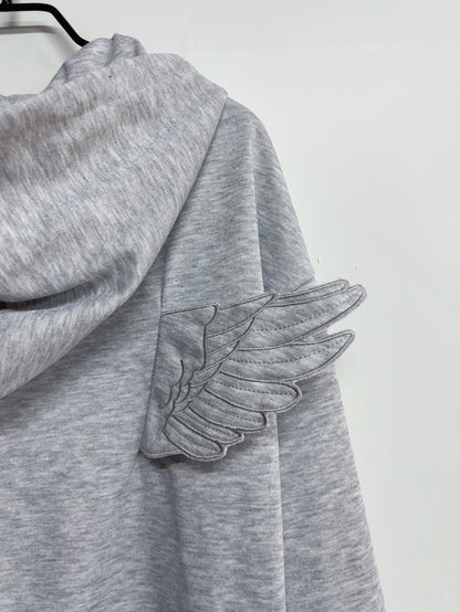 Angel Wing Embroidered Zip Hoodie