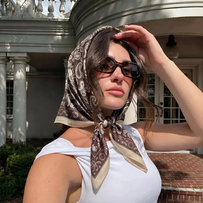Scarves Shawl Print Satin Scarf
