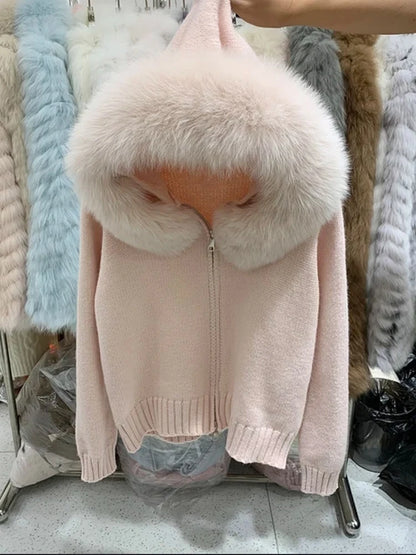Knit Zip Cardigan Hoodie