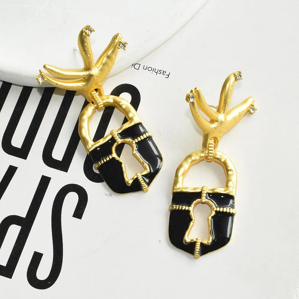 Lock Drop Earrings