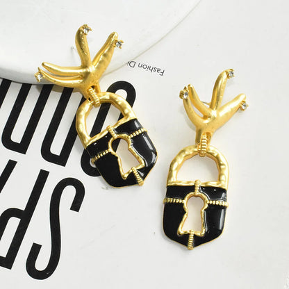 Lock Drop Earrings