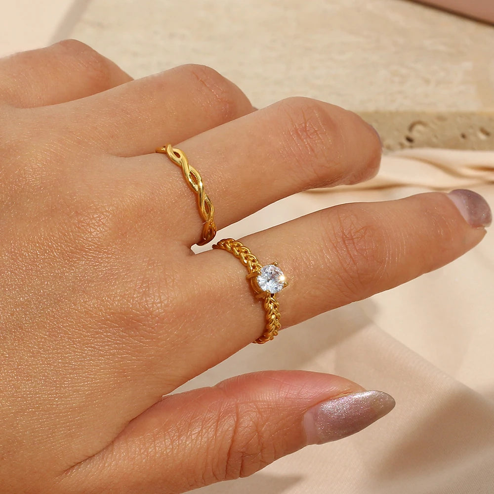 Super Minimalist Braided Twisted Gold Ring