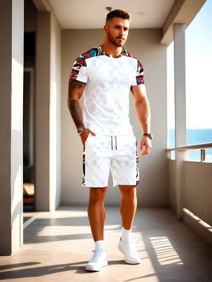 Irregular 3D Print T-Shirt Set
