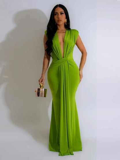 Elegant Ruched Maxi Dress