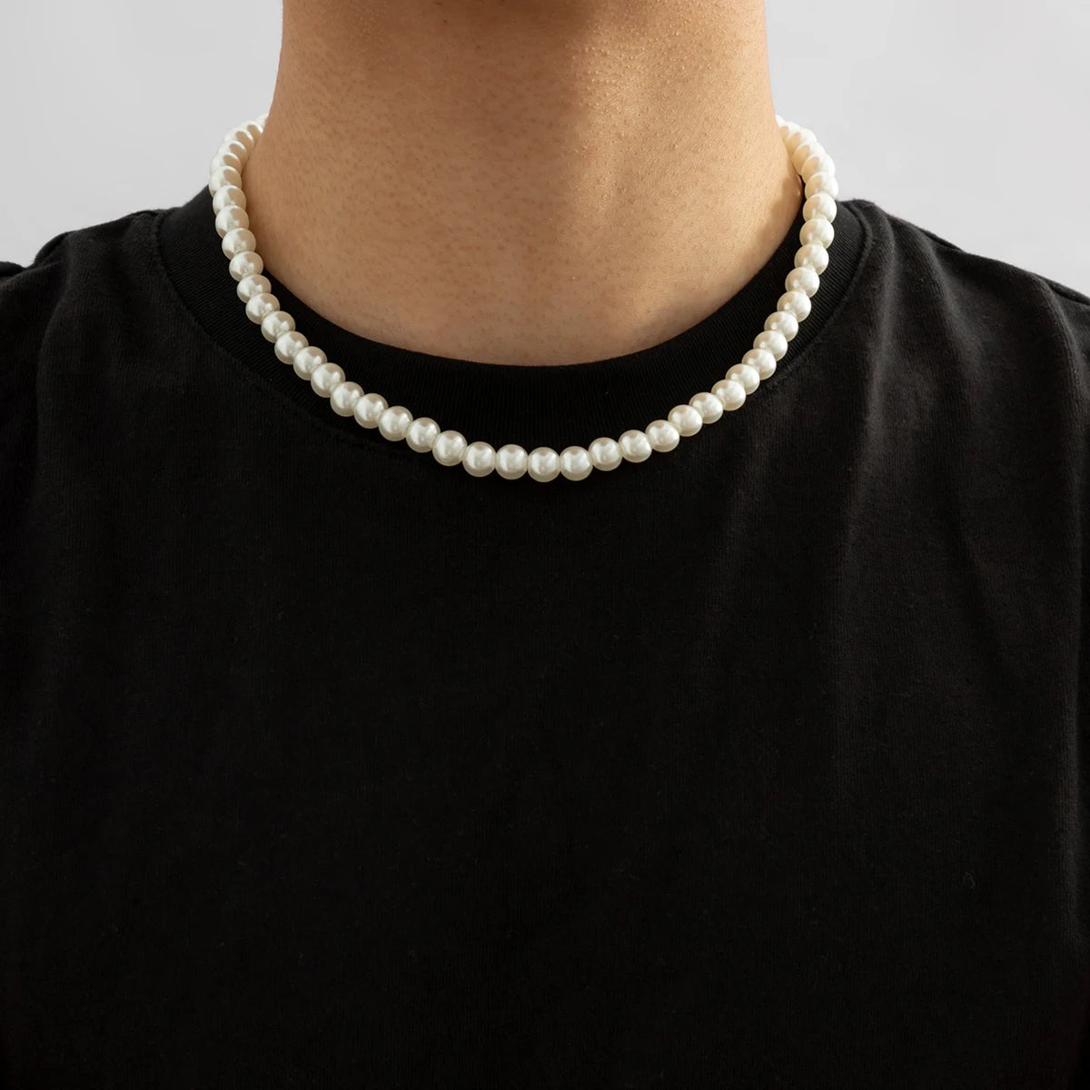 Pearl Round Iron Choker Necklace Party