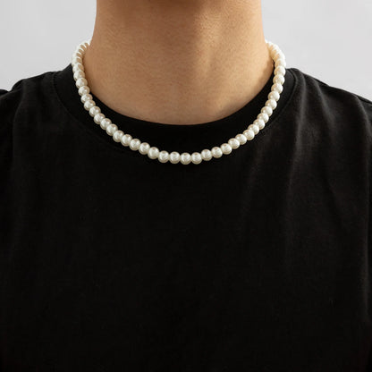 Pearl Round Iron Choker Necklace Party