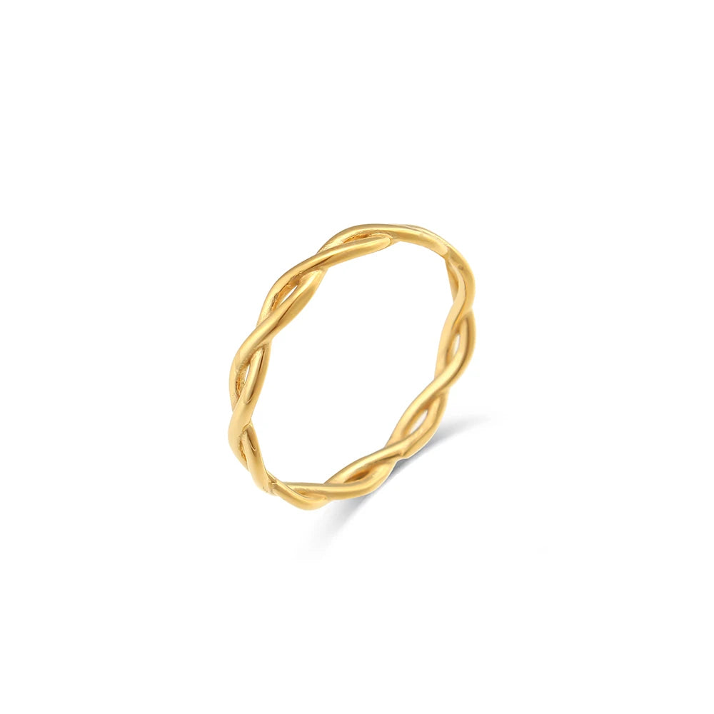 Super Minimalist Braided Twisted Gold Ring