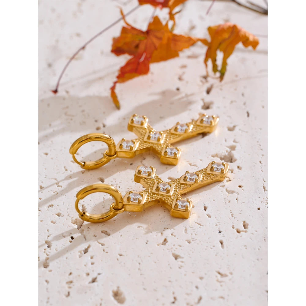 Cross Hoop Earrings