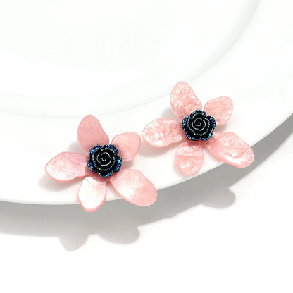 Large flower statement earrings