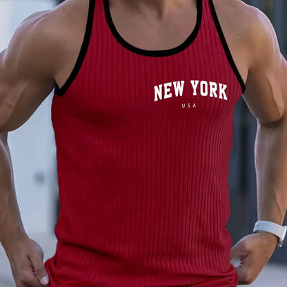 Striped Slim-Fit Letter Print Vest