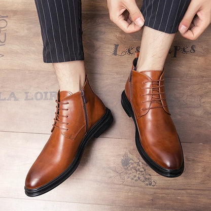 Round-Toe Zippered Ankle Boots