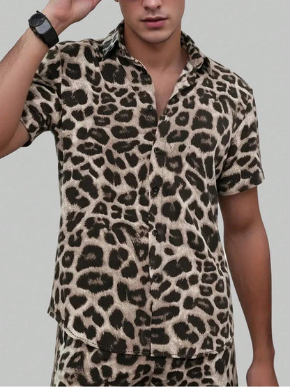 Leopard Zebra Print Shirt Set