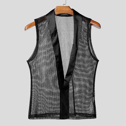 INCERUN Mesh Patchwork Tank Top