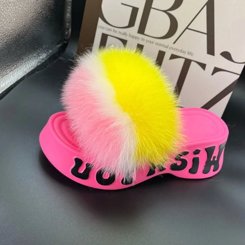 Fur Wedge Party Sandals