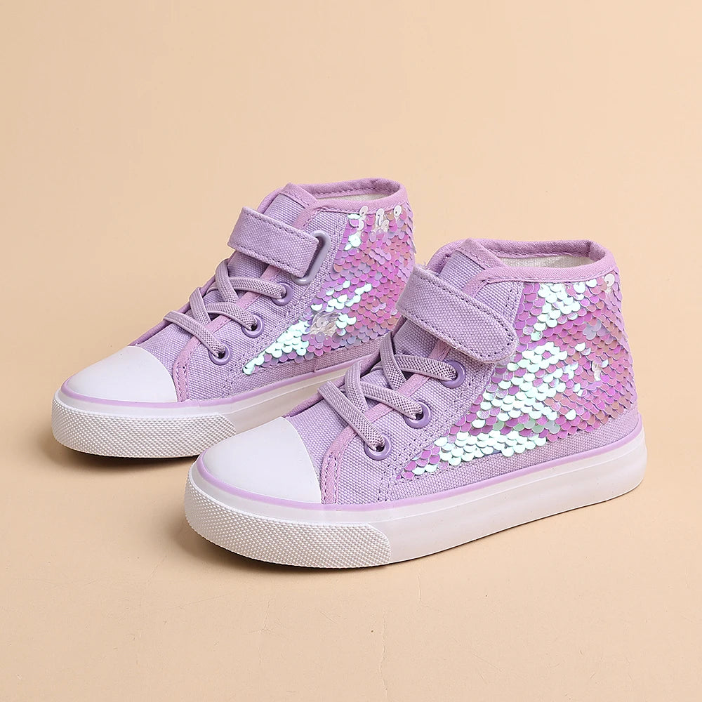 Double-Closure Mid-Top Canvas Shoes