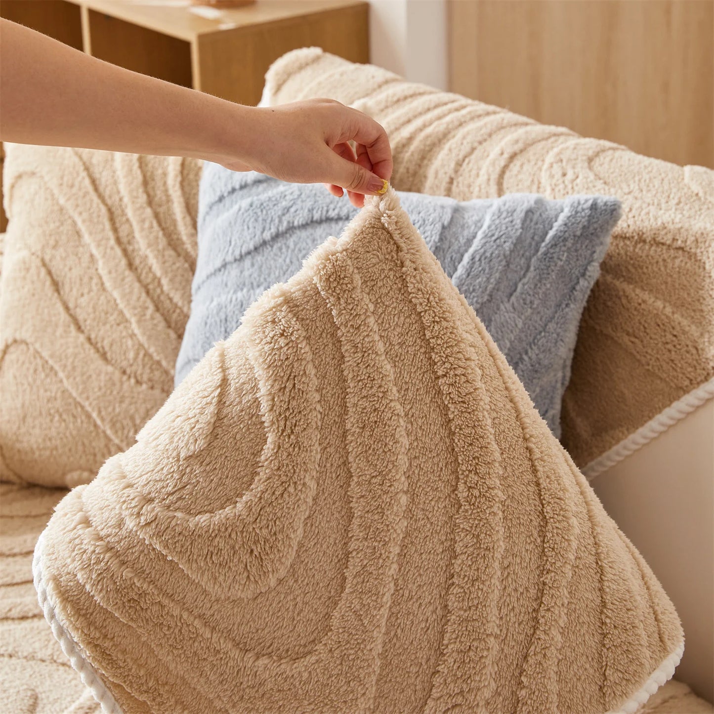 Geometric Fleece Sofa Cover