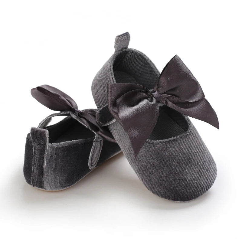 Flannelette Bow Baby Flats