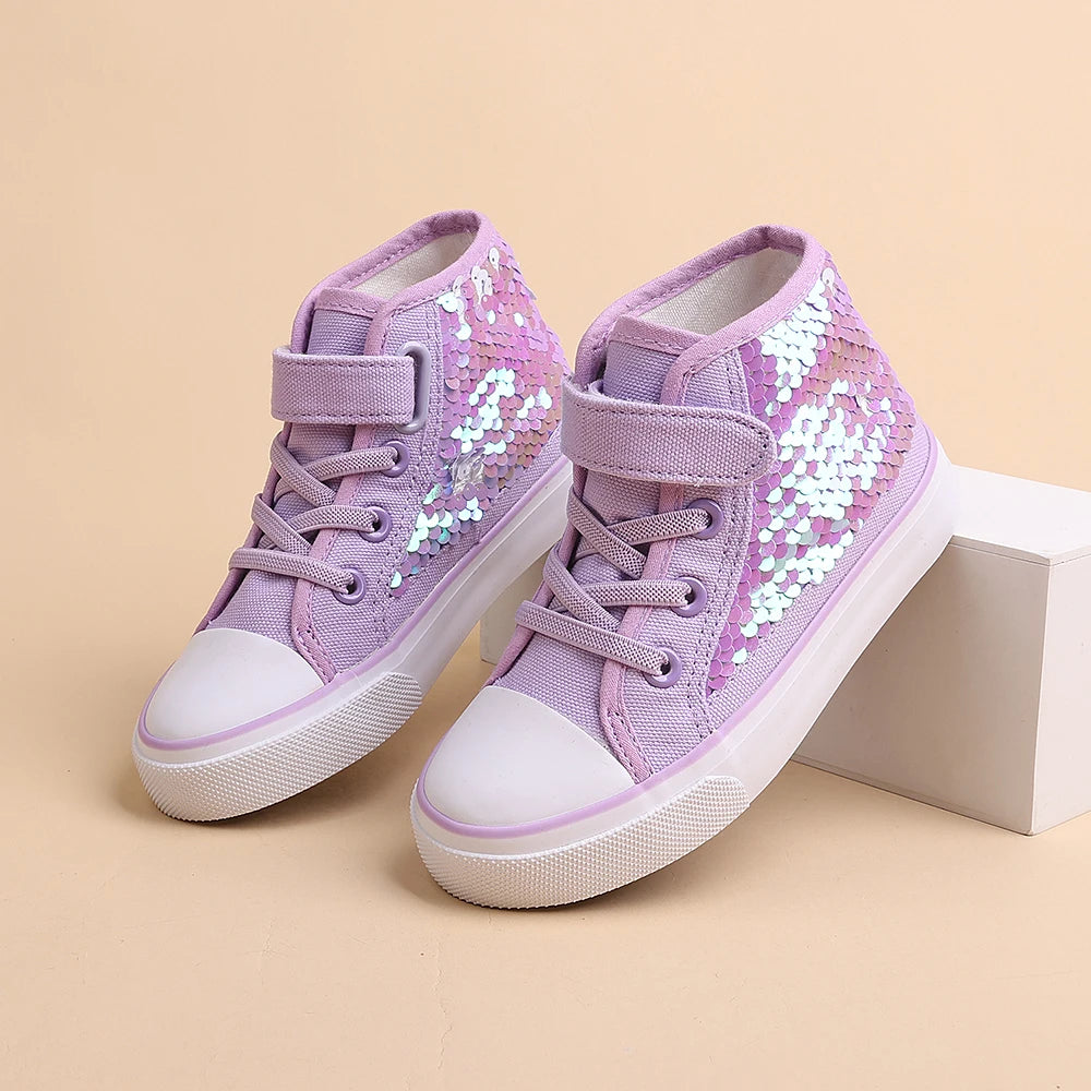 Double-Closure Mid-Top Canvas Shoes