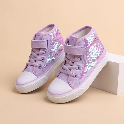 Double-Closure Mid-Top Canvas Shoes