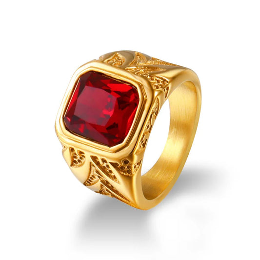 Square Red Zirconia Ring